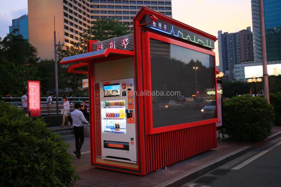 quiosco moderno de venta al por menor y de comestibles en la calle